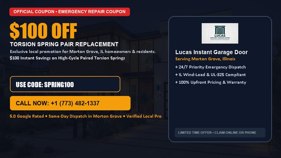 Lucas Instant Garage Door $100 OFF Dual Torsion Spring Replacement in Morton Grove, IL